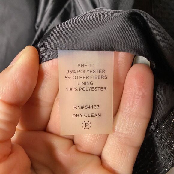 CALVIN KLEIN Women Black Polyester Metallic Lined Open Front Blazer Size 2 - Picture 7 of 12